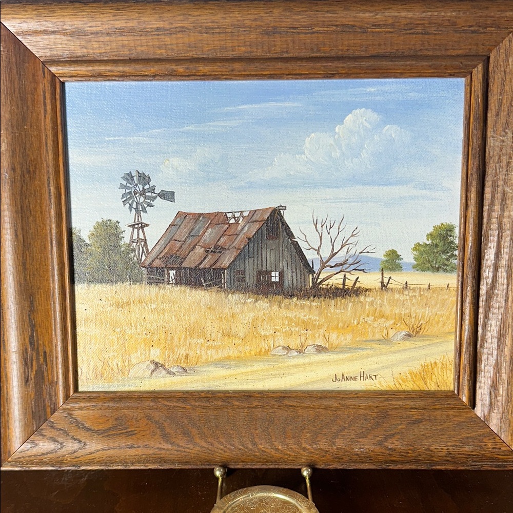 Jo Ann Hart Rustic Barn Landscape Painting with Wooden Frame